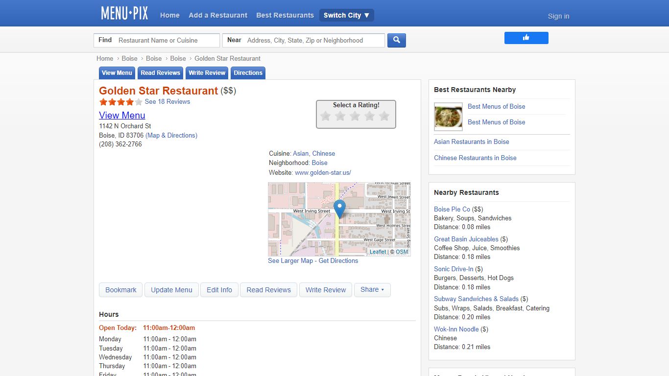 Online Menu of Golden Star Restaurant, Boise, ID